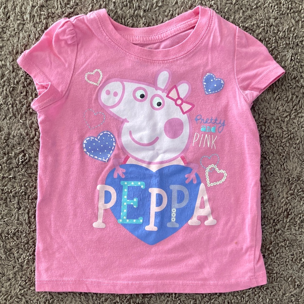 Peppa Pig Heart T-Shirt Size 3T Pink and Blue